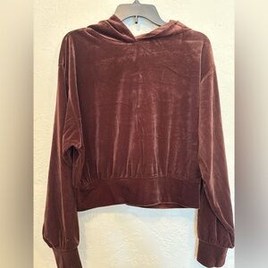 Express Chocolate Velvet Hoodie Perfect for Holidays Size Medium